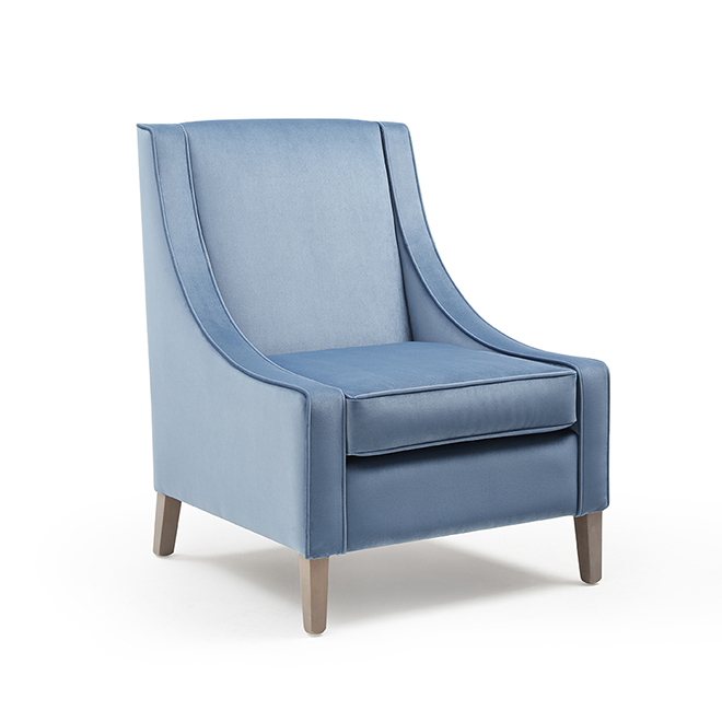 Orto low arm chair in light blue 