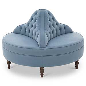 Ashbourne ottoman in blue velvet