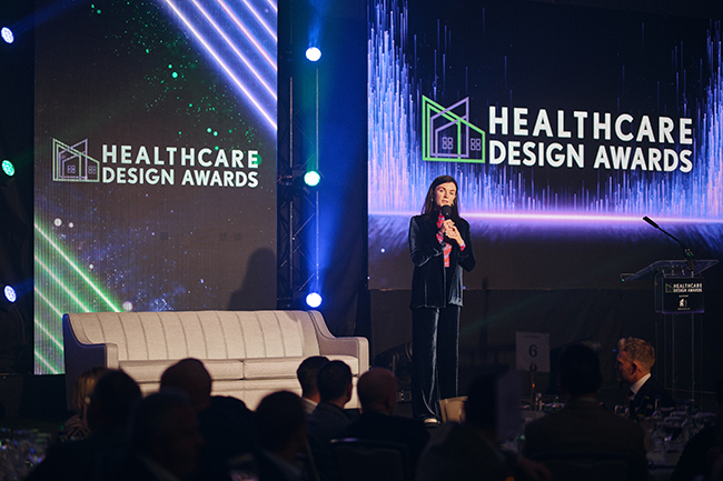 Shackletons Willis sofa on stage at the Healthcare Design Awards 2026